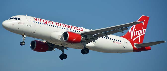 Virgin America Airbus A320-214 N635VA, Los Angeles international Airport, January 19, 2015